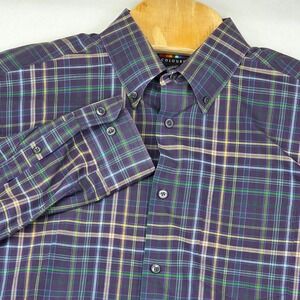 Alexander Julian Colours Men's Shirt Large Plaid Long Sleeve Cotton Blend